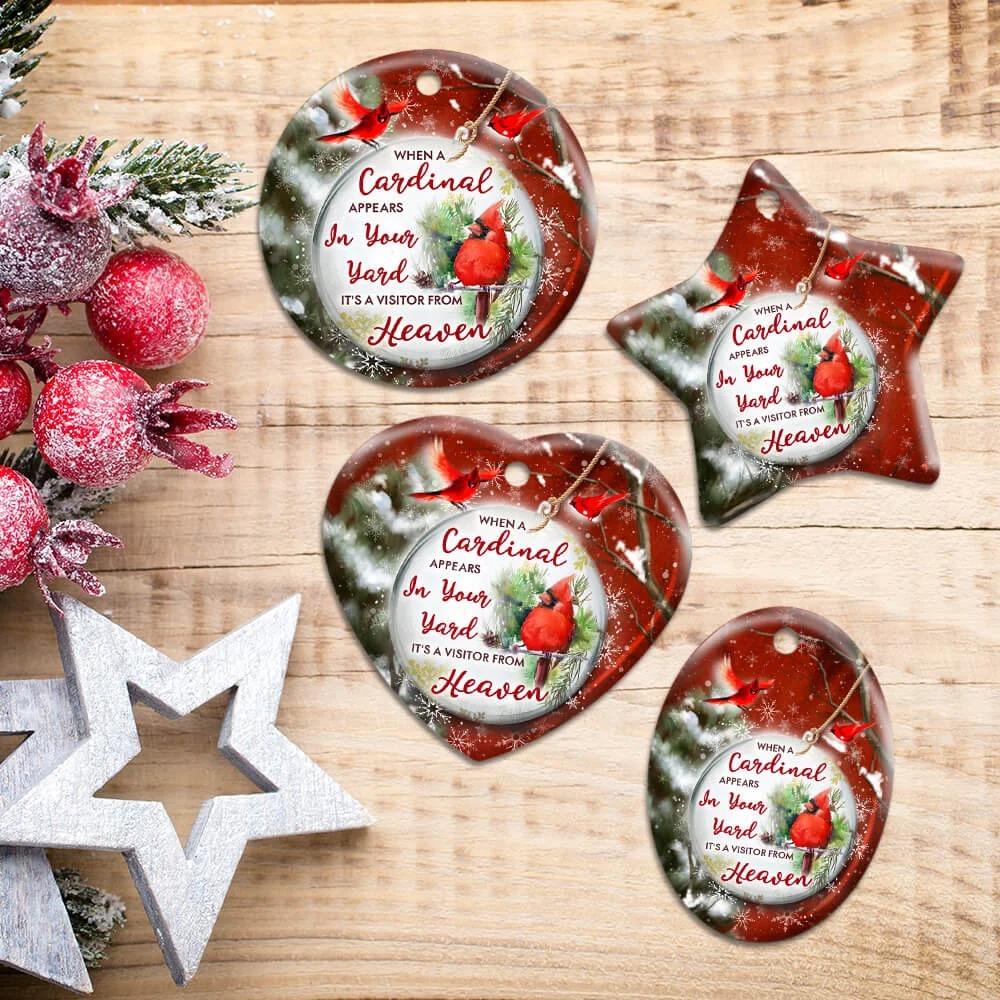 Love In Heaven Cardinal Ceramic Ornament Christmas Home Decor