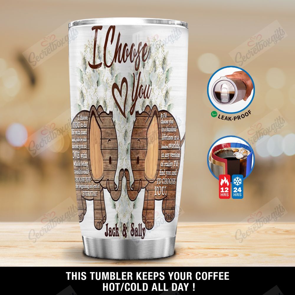 Personalized Elephant Ni2912099Dd Stainless Steel Tumbler Customize Name, Text, Number