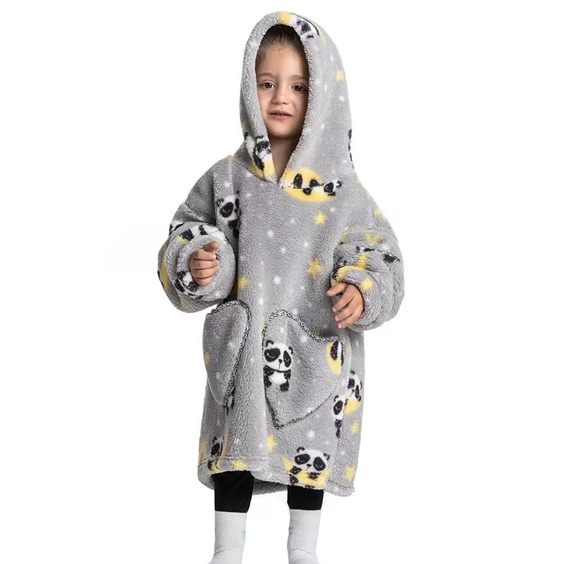 Cartoon Hoodie Blanket For Child Kids Winter Warm Wearable Blankets Boy Girls Outdoor Hoody Sweatshirt Fleece Sleepwear alx