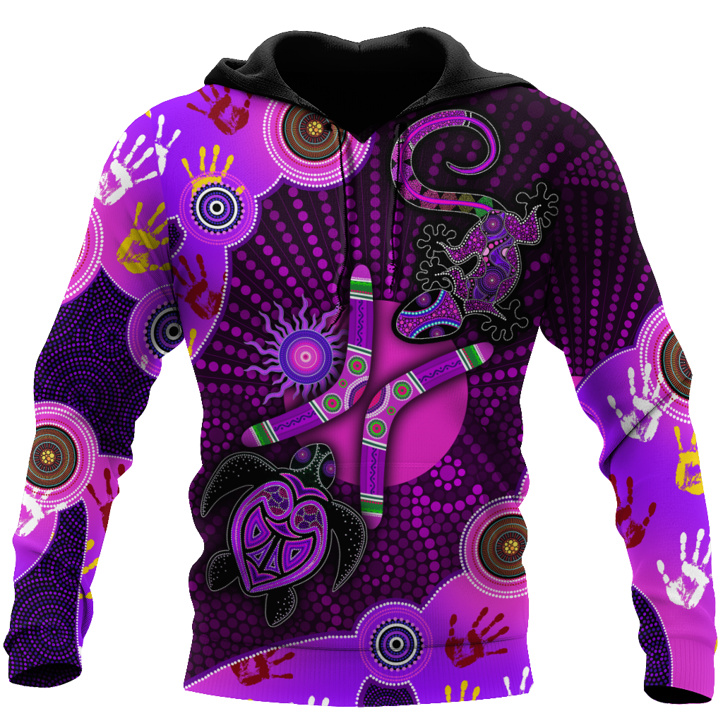 Aboriginal Naidoc Week 2021 Purple Turtle Lizard Sun 3D print shirts