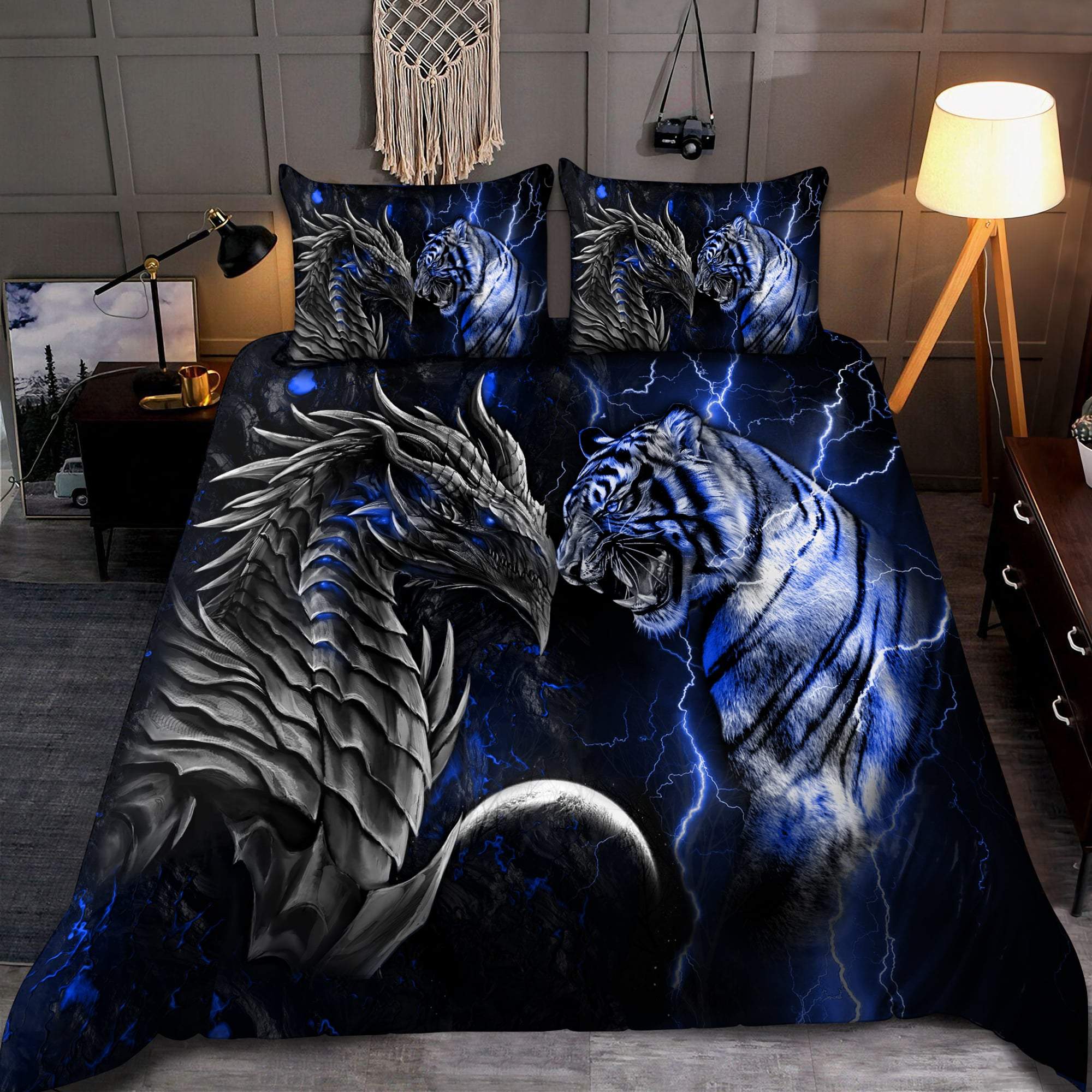 Tmarc Tee Blue Dragon And Tiger Bedding Set Am092059S