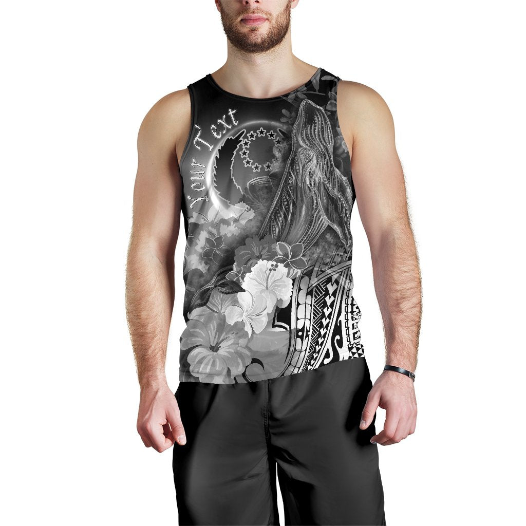 Pohnpei Custom Personalised Men’S Tank Top – Humpback Whale With Tropical Flowers White