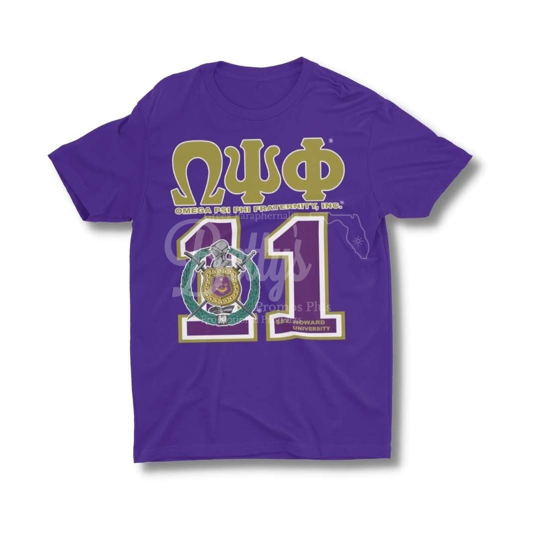 Omega Psi Phi Ωψφ 11 With Shield Screen Printed T-Shirt