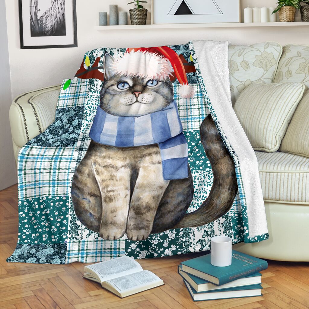 Cat christmas pattern blanket