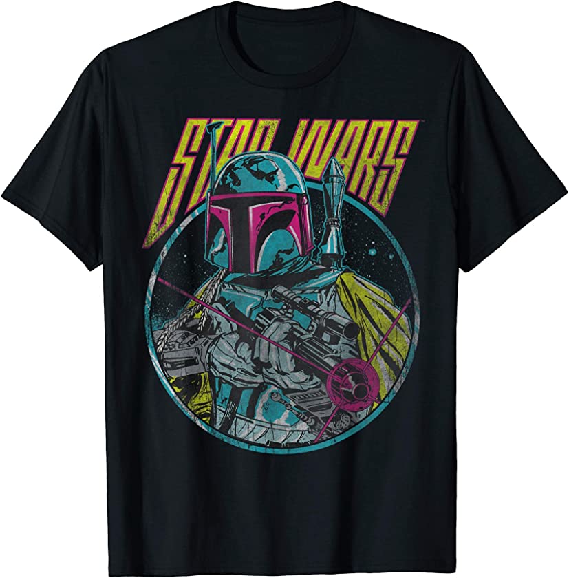 Boba Fett Neon Blaster Vintage Graphic T-Shirt T-Shirt