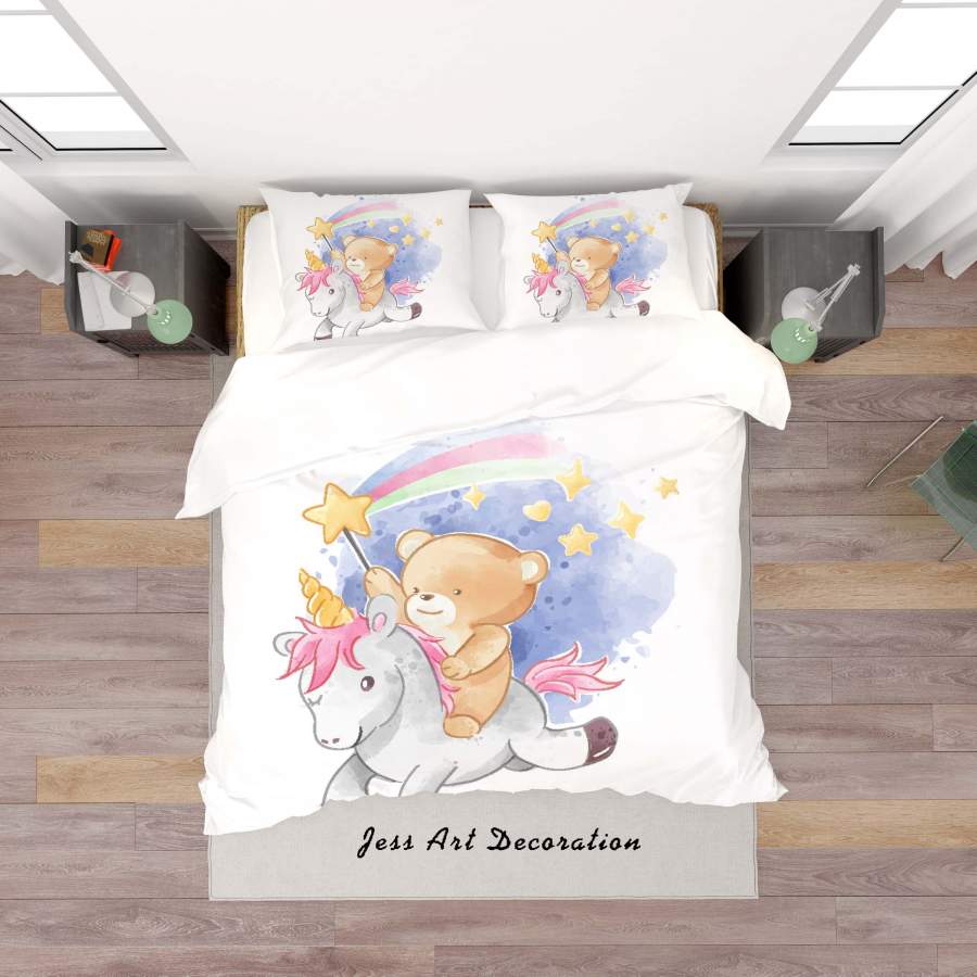 3D Bear Unicorn Quilt Cover Set Bedding Set Duvet Cover Pillowcases SF149