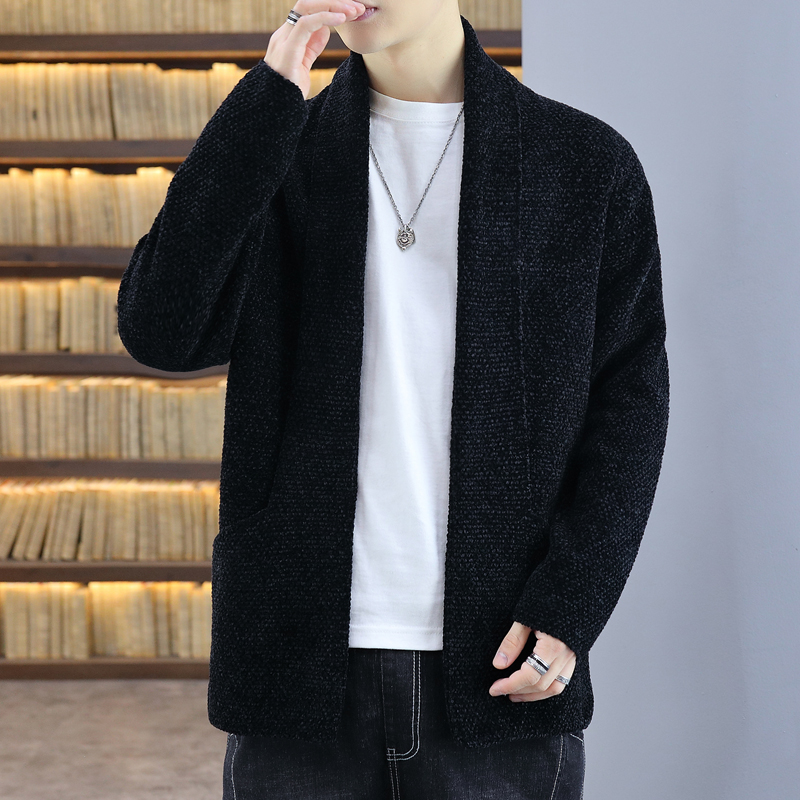 Autumn and Winter Men’s Loose Solid Color Fashion Knitted Casual All-match Trend Korean Jacket Comfortable Lapel Cardigan Top alx