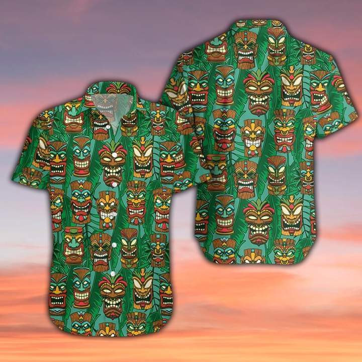 Tiki Palm Leaves Pattern Hawaii Shirt Unisex Adult Ha2330