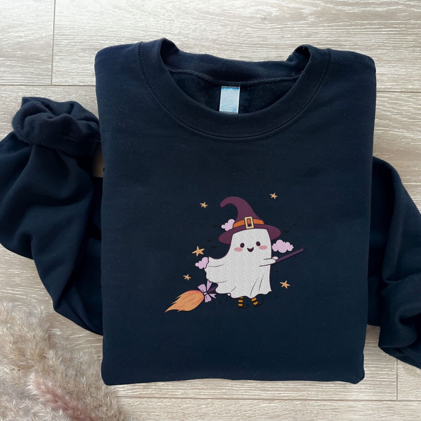 Ghost Halloween Embroidered Sweatshirt 2D Crewneck Sweatshirt All Over Print Sweatshirt For Women Sweatshirt For Men Sws4383