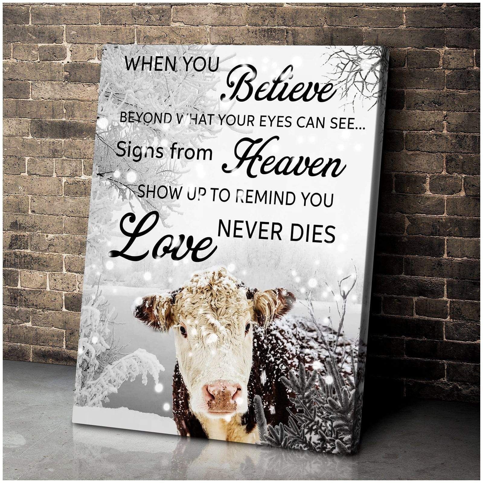 Au When You Believe Cow Wall Art Canvas Gift For Family, Wall Art Decor, Canvas Print, Home Decor