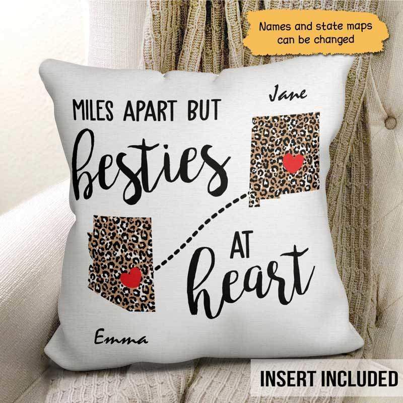 Canvas Pillow – Besties At Heart Leopard Personalized Pillow