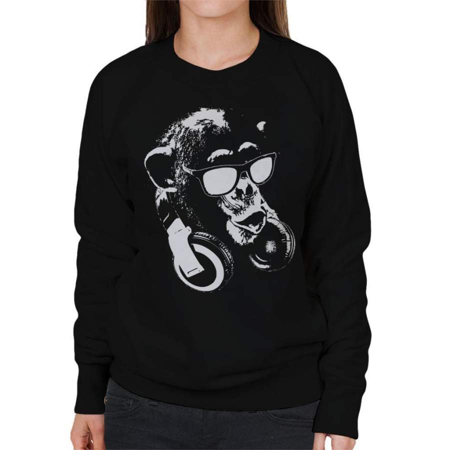 Monkey DJ Svartvit Women’s Sweatshirt