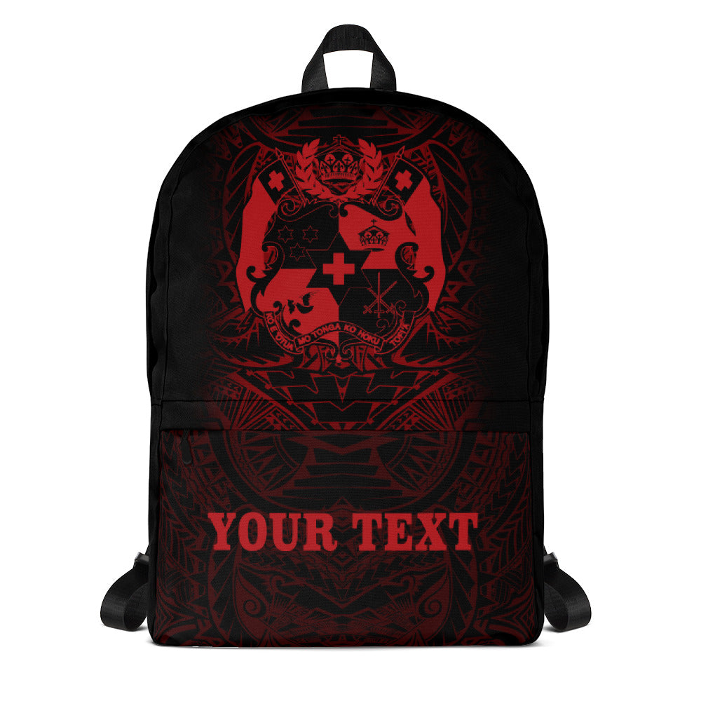 Tonga Polynesian Custom Personalised Backpack – Red Tribal Pattern – BN12