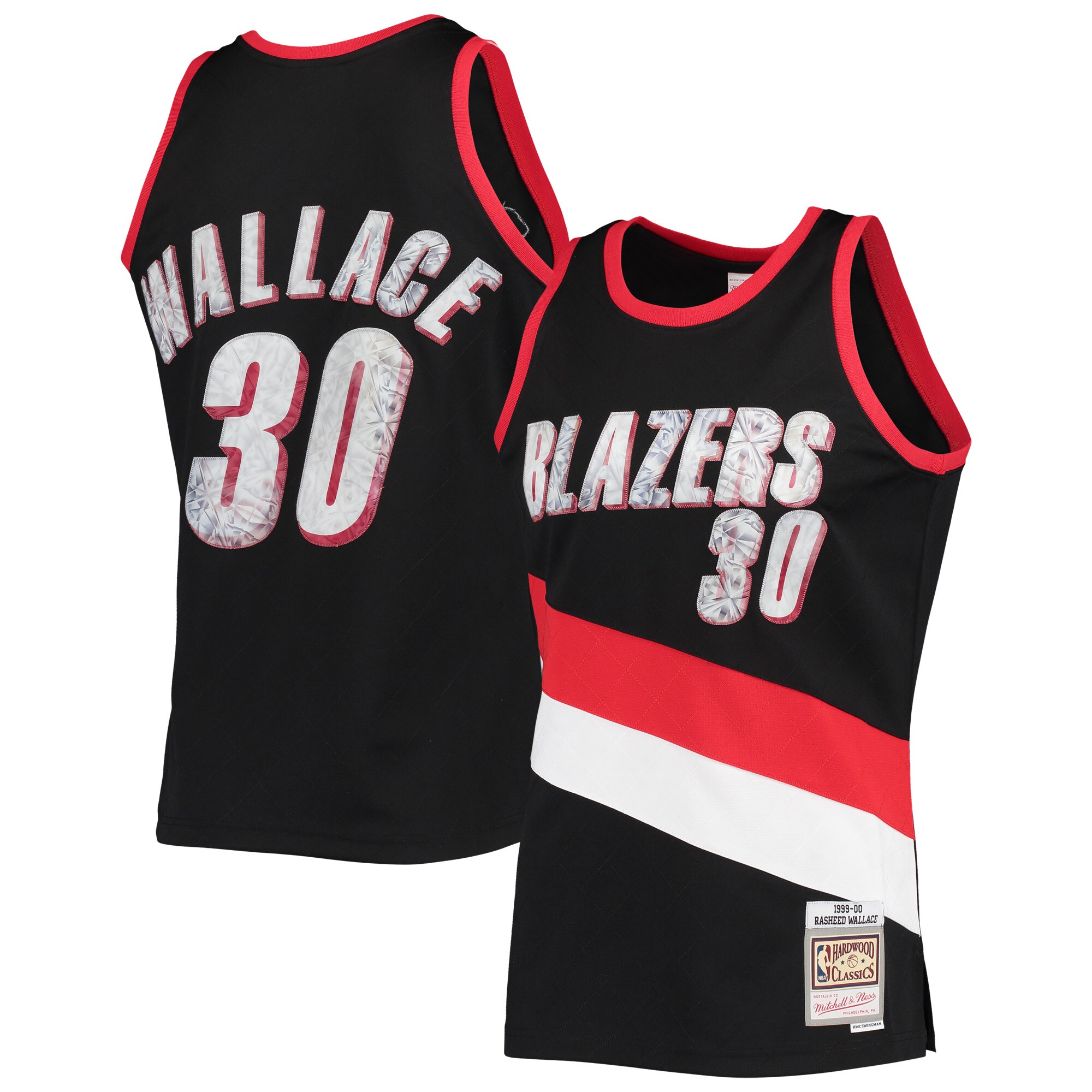 Rasheed Wallace Portland Trail Blazers Mitchell & Ness 1996-97 Hardwood Classics NBA 75th Anniversary Diamond Swingman Jersey – Black