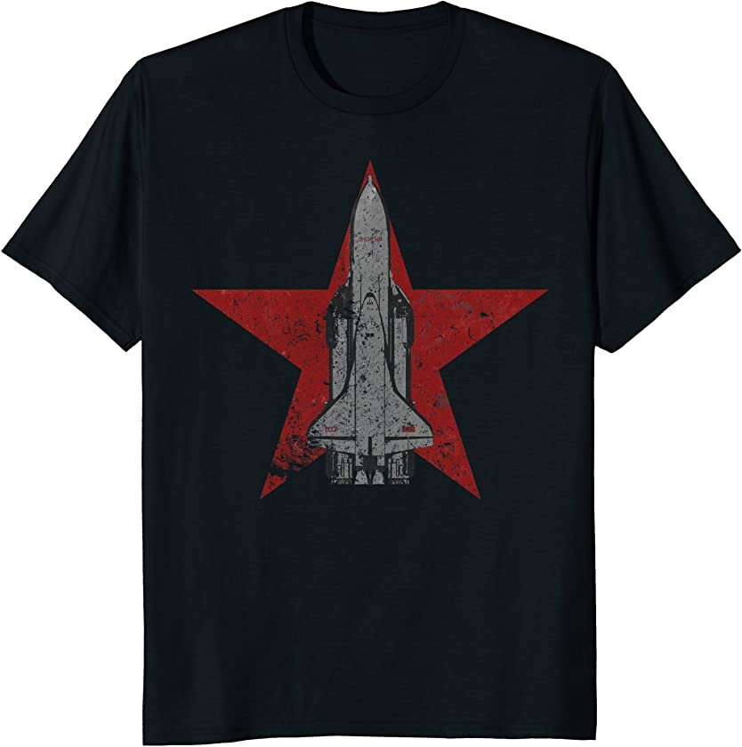 Buran Soviet Spacecraft Vintage Red Star Space T-Shirt