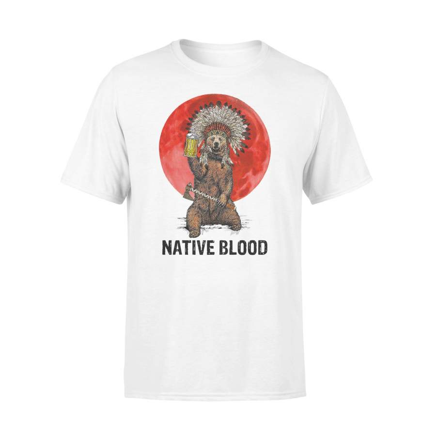 Bear Drinking Beer Native Blood Moon T-shirt