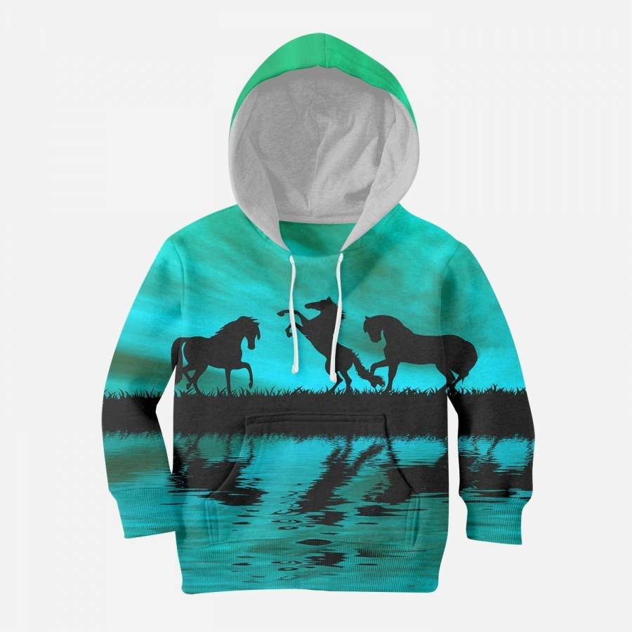 3D All Over Print Kid’s Animals Horse Hoodie