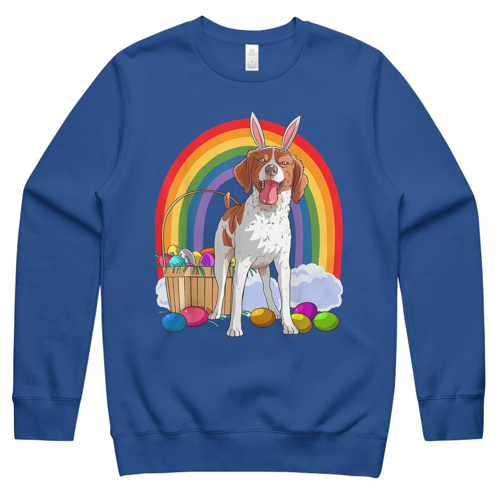 Brittany Spaniel Easter Eggs Bunny Dog Crewneck Sweatshirt