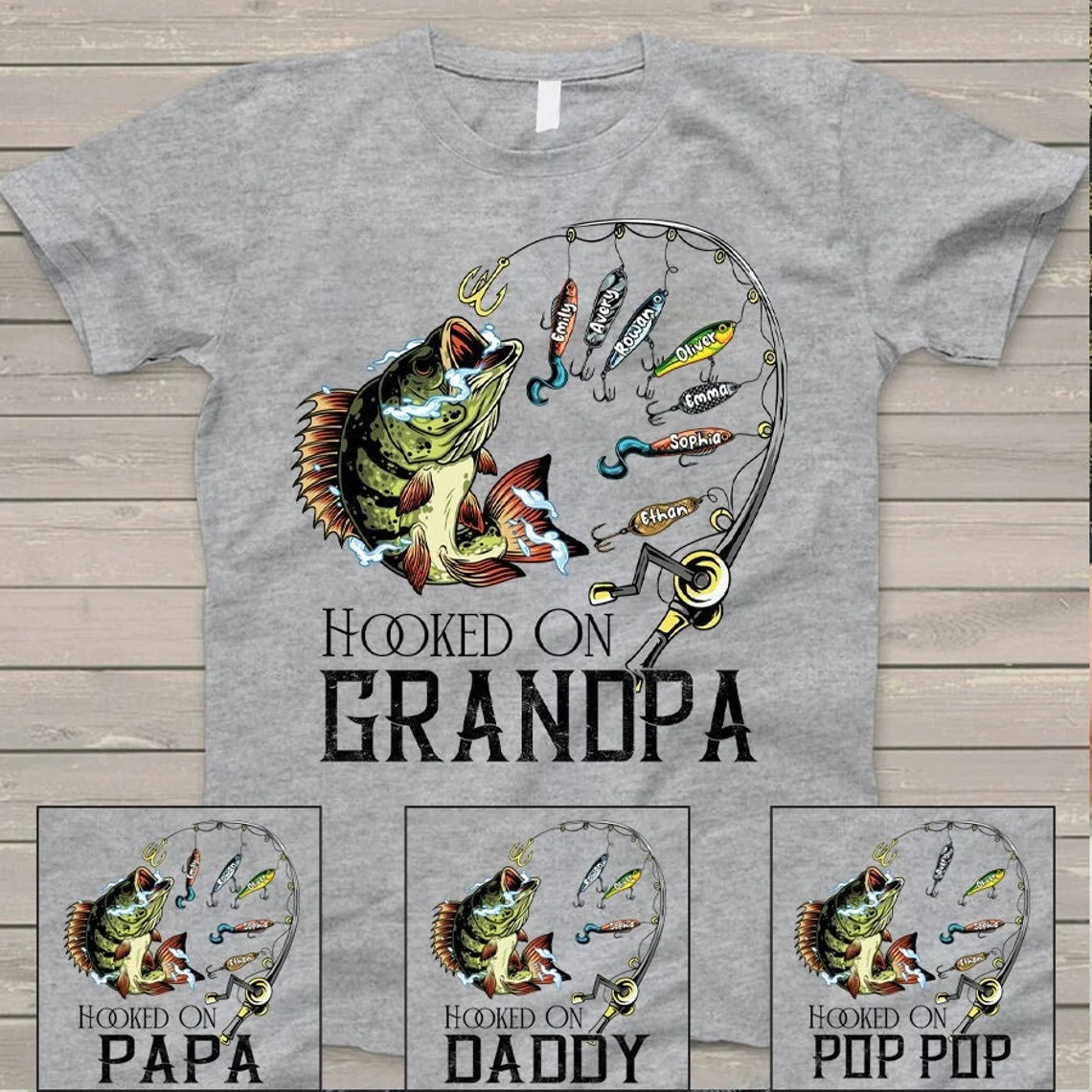 Personalized Grandpa Shirt, Fisherman Shirt For Papa, Fathers Day Shirt For Fisher Dad