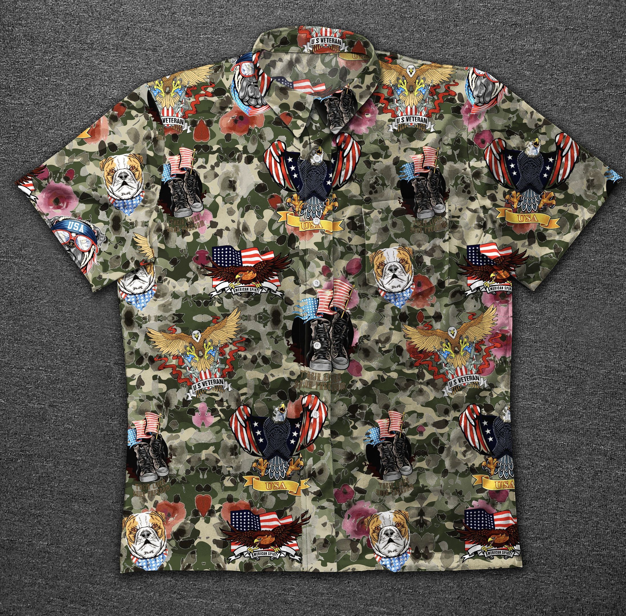 Veteran Vintage Cotton Mens Hawaiian Shirt-Zx10035