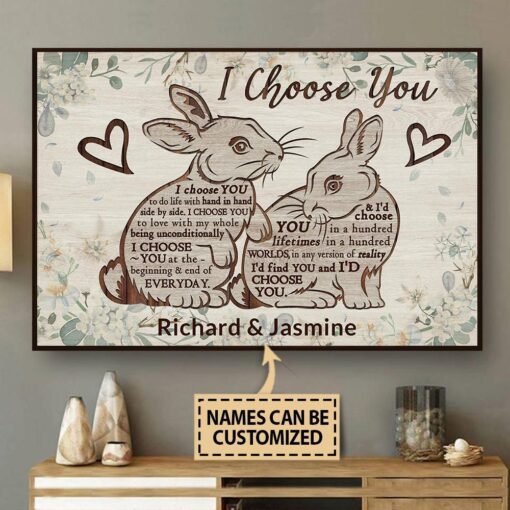 Rabbit I Choose You Custom Horizontal Canvas Poster For Home Decoration