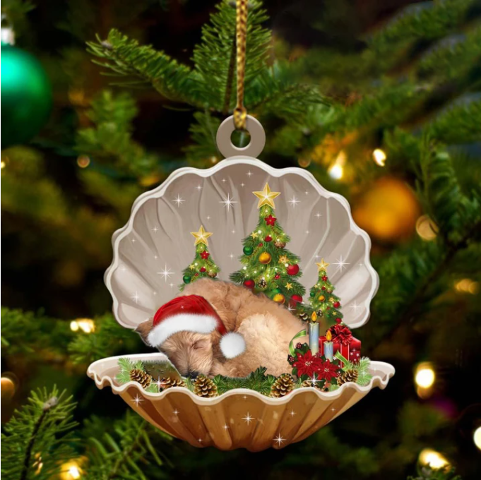 Goldendoodle-Sleeping Pearl In Christmas Two Sided Ornament