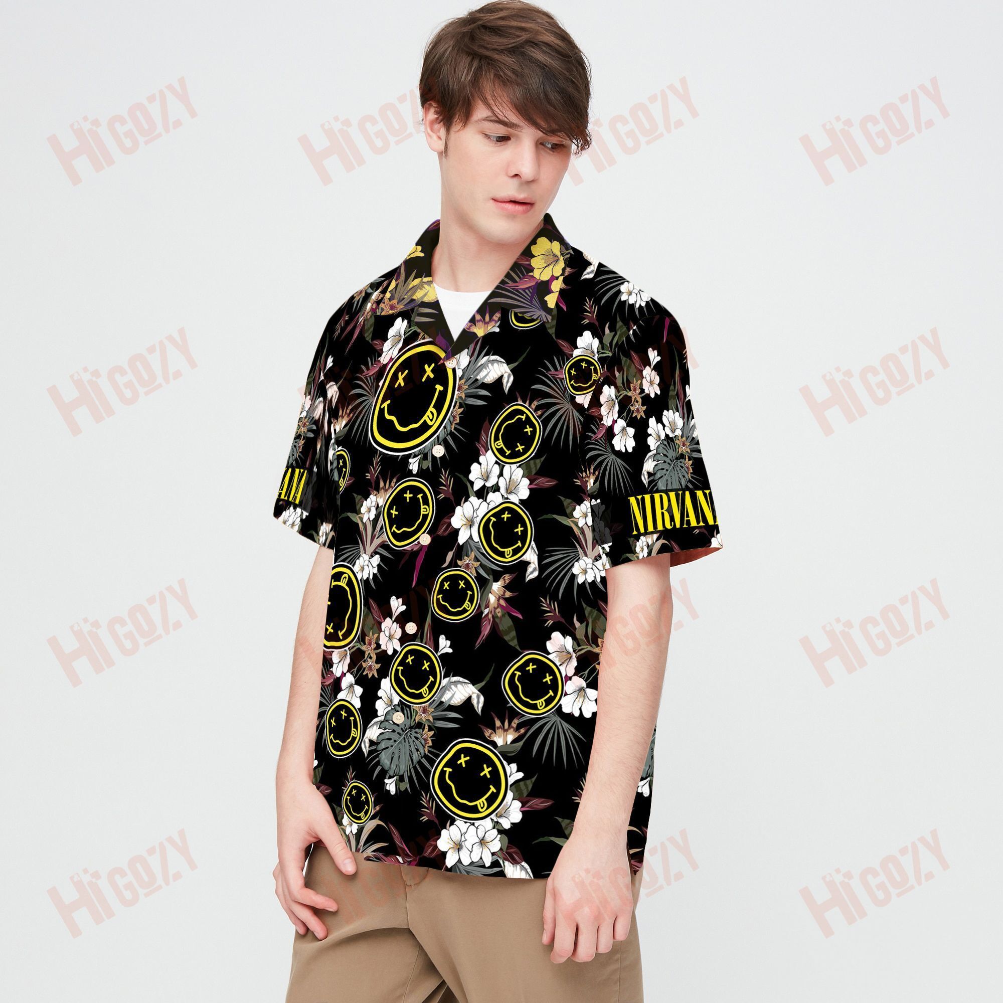 Nirvana Logo Hawaiian Aloha Shirts Short Sleeve Shirt, Hawaiian Shirts For Men Women – Mt372