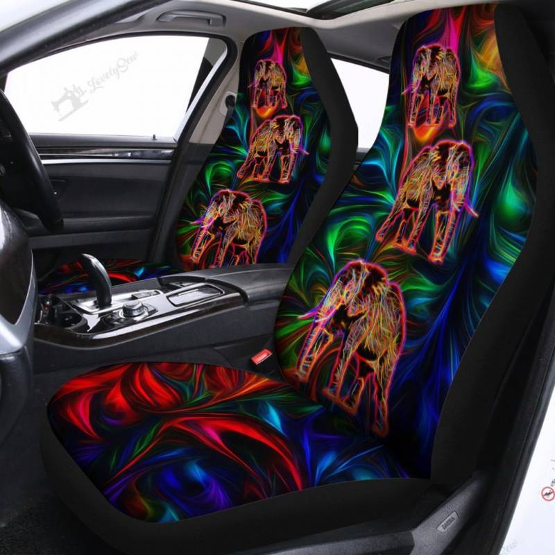 BIH0317 Three Elephant Light Color Car Seat Covers