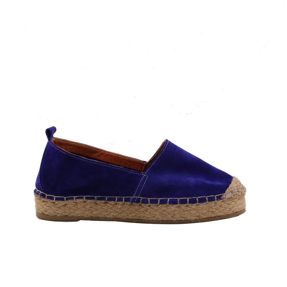 Blue Suede Leather Espadrille Shoes San504