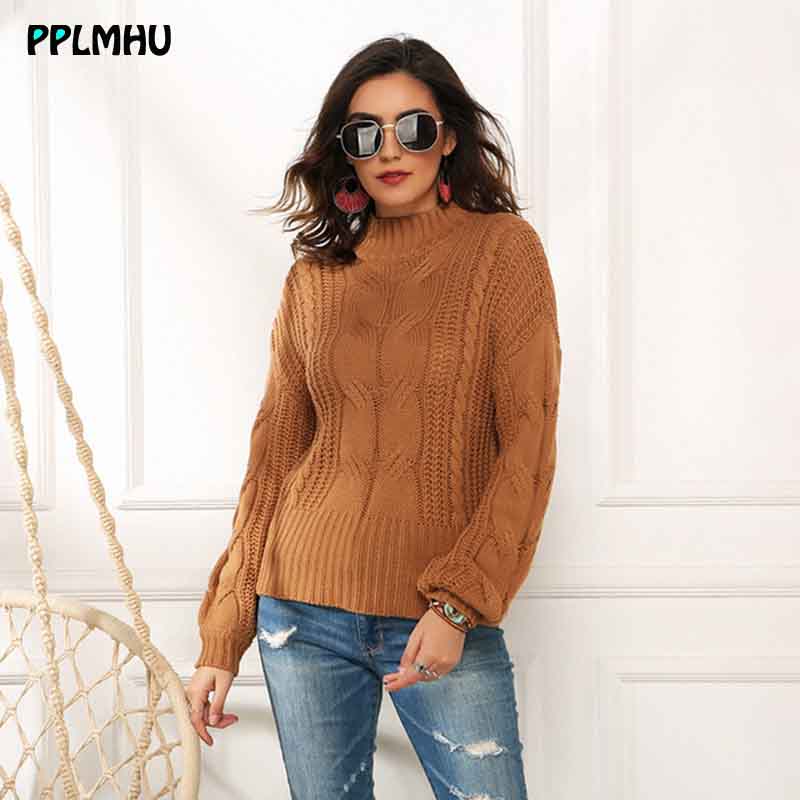 Women’s Mock Neck Sweater Fall Winter Fluorescence Color Ribb Knitted Pullovers Warm Long Sleeve Knitwear Jumper Bottoming Tops alx