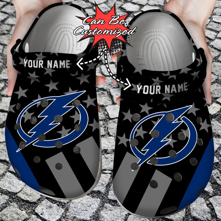 Hockey Crocs – Personalized Tampa Bay Lightning Star Flag Clog Shoes