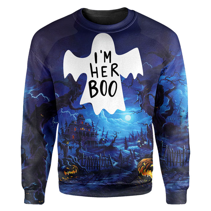 Ghost Halloween Crewneck Sweatshirt All Over Print Sweatshirt For Women Sweatshirt For Men