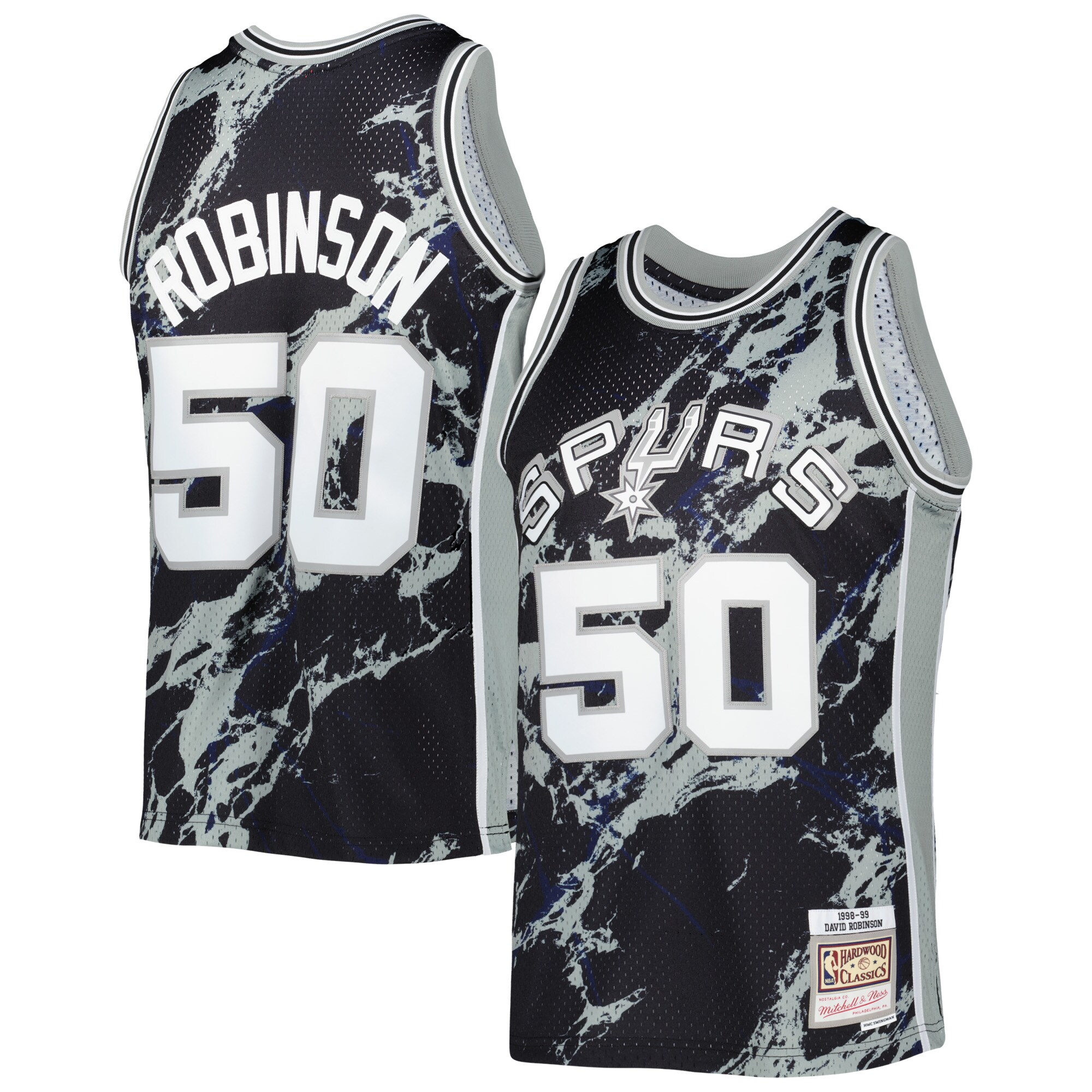 David Robinson San Antonio Spurs Mitchell & Ness 1998/99 Hardwood Classics Marble Swingman Jersey – Black