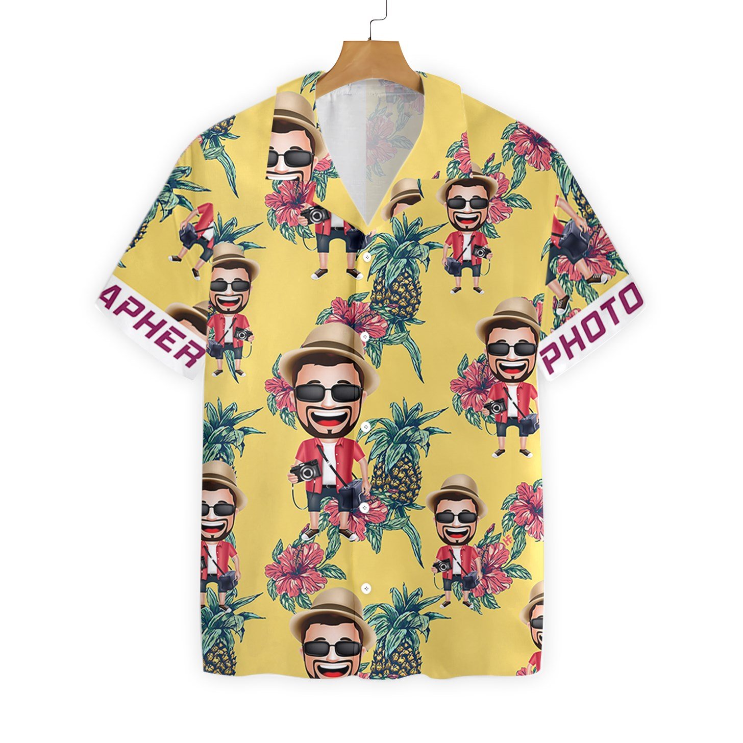 Photographer Pineapple Seamless Pattern 1512 Custom Hawaii Shirt Ha101731