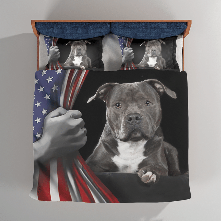 American Staffordshire Terrier American Flag Blanket Gift For Dog Lovers Birthday Gift Home Decor Bedding Couch Sofa Soft And Comfy Cozy