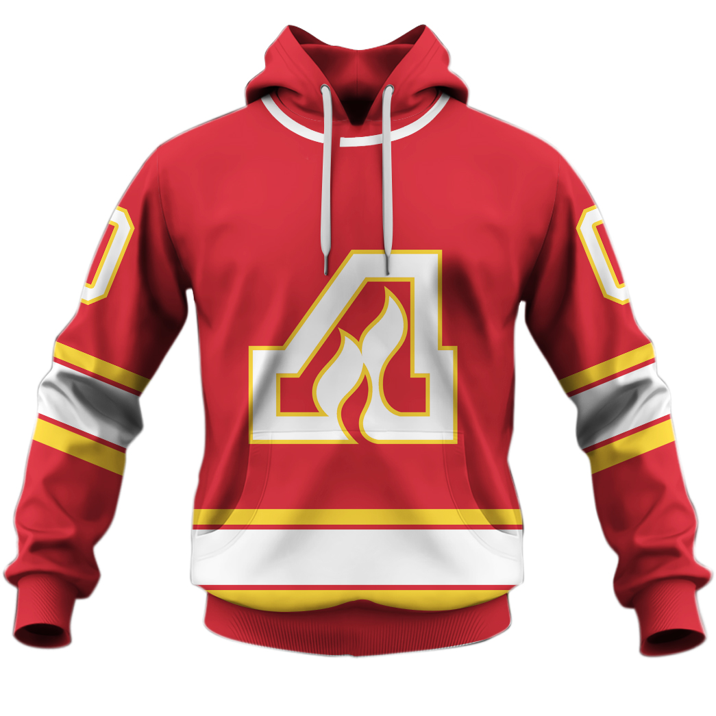 Calgary Flames Custom Name Number 70S Vintage Home Jersey Pullover Hoodie