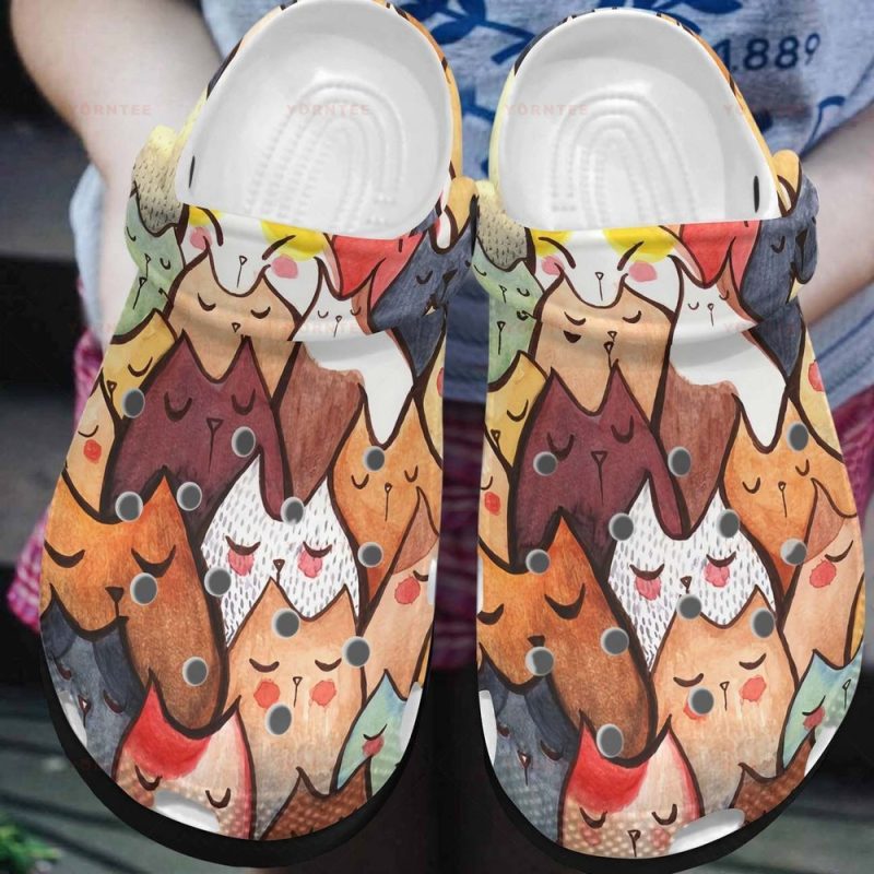 Cute Teams Cats All-Over Colorful Fashion Gift For Lover Rubber clog Shoes Comfy Footwear