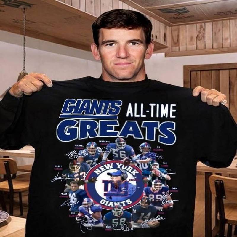 New York Giants All Time Greats Coach Players Signatures T Shirt