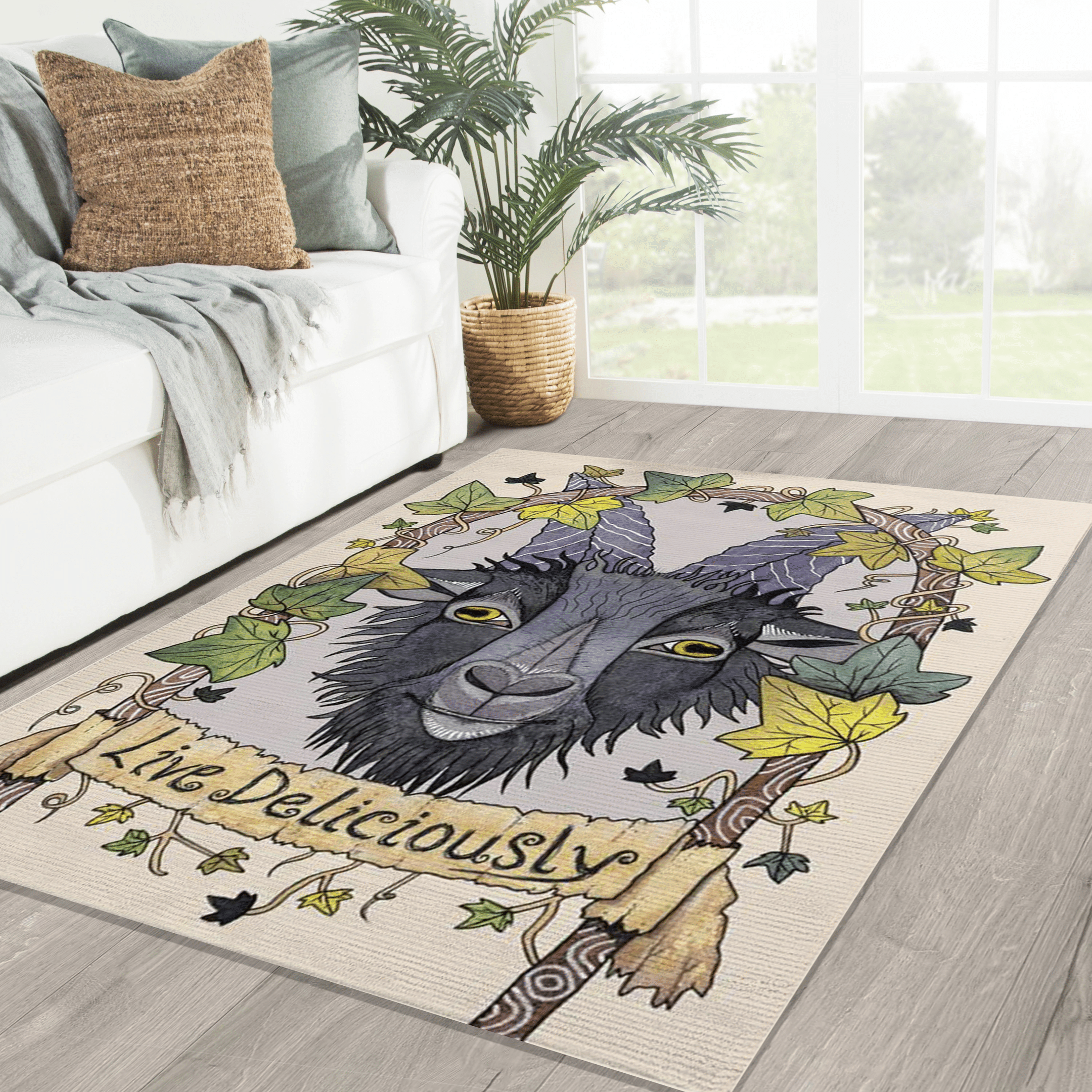 Live Deliciously Wicca Pagan Rug Gothic Halloween Witch Rug Decor