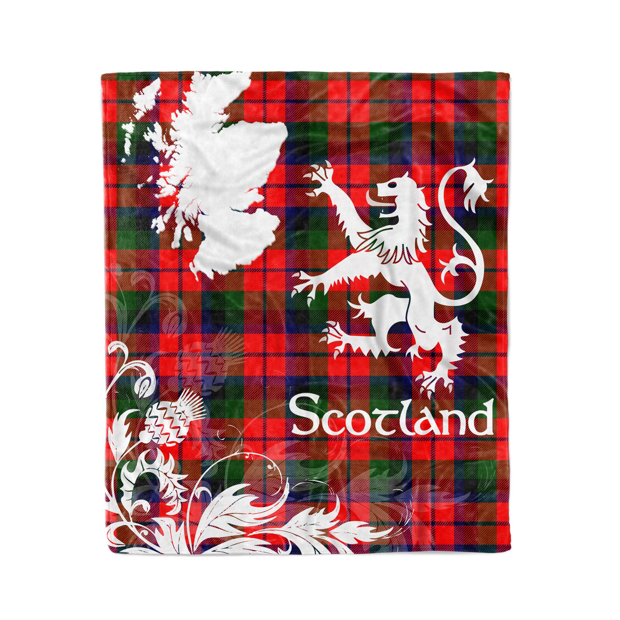 Tartan Plaid Fleece Blanket Tartan Blanket Thistle And Lion Scottish Clan Macnaughton Plaid Blanket