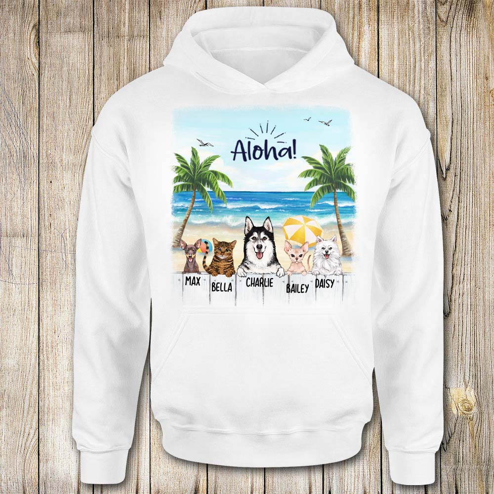 [Front Side] Personalized Hoodie Gifts For Dog Lovers – Summer Beach