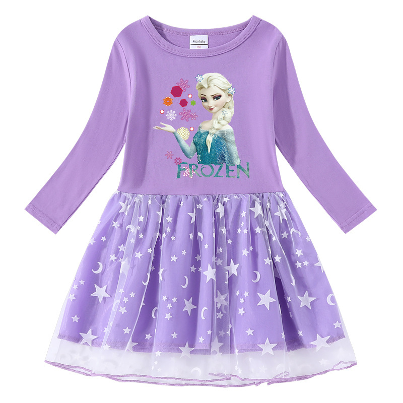 Autumn Kids Dresses for Girls Frozen Elsa Princess Long Sleeve Dress Party Birthday Toddler Children Costume Spring Vestidos alx