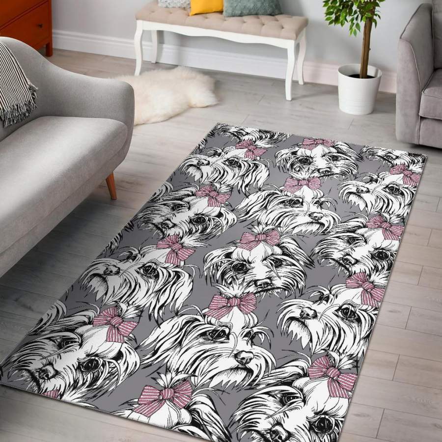 Maltese Puppy Dog Pattern Print Area Rug