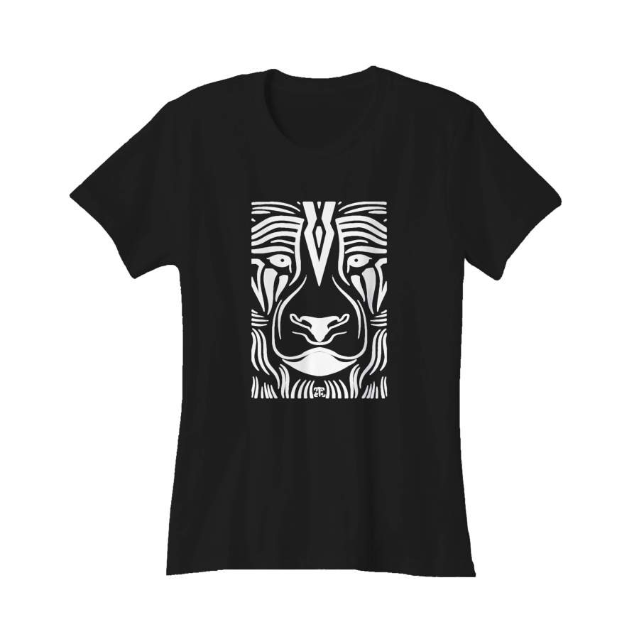 Tribal Lion Maori Native Polynesian Tattoo Art Goa Burning Man Festival Psy Techno Ethnic Boho Women’s T-Shirt