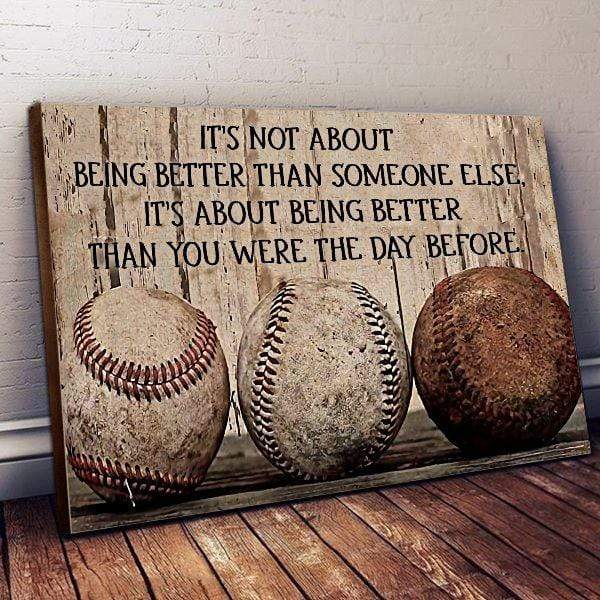 Baseball Vintage It’s not about being better than someone Canvas Print Wall Art