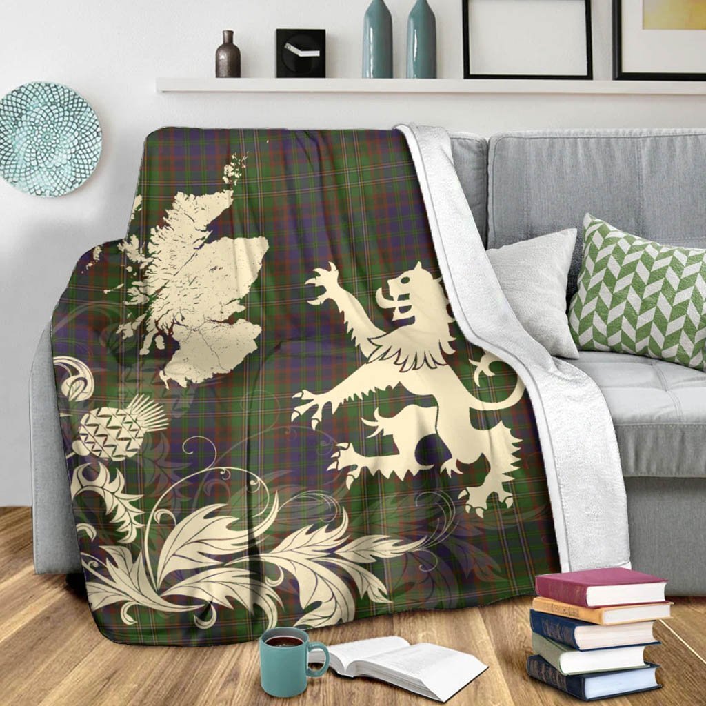 Tartan Blanket Cunningham Hunting Modern Tartan Scotland Lion Thistle Map Plaid Blanket