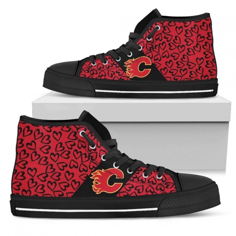 Perfect Cross Color Absolutely Nice Calgary Flames High Top Shoes #503