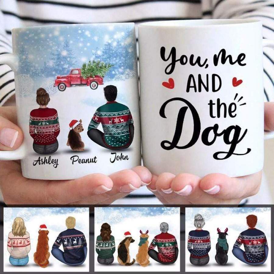 Couple And Dogs Christmas Truck Personalized AOP Mug