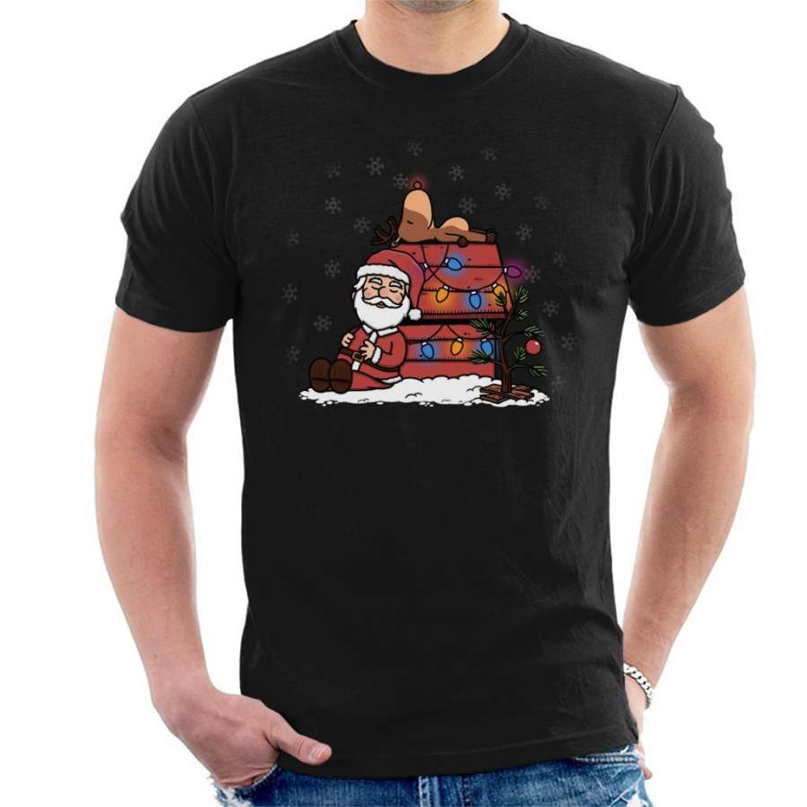 Santa And His Deer Peanuts Christmas Men’s T-Shirt