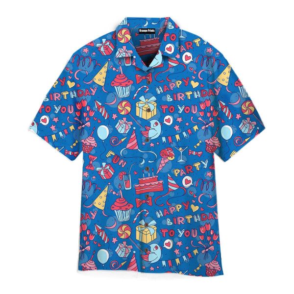 Amazing Happy Birthday On Blue Pattern Hawaii Shirt For Men Women Ha53467